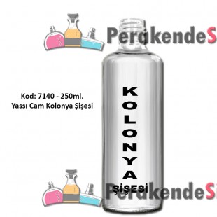 250 ml Cam Kolonya Şişesi Yassı Dizayn Kapaksız Kod 7140