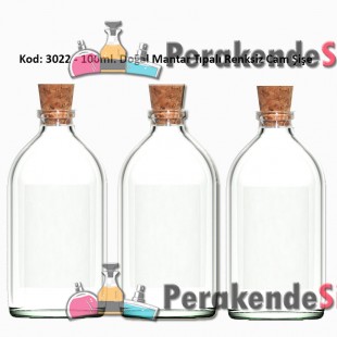 100ml. Mantar Tıpalı Cam Şişe Kod: 3022