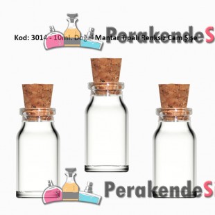 Mantar Tıpalı Cam Şişe 10ml Kod: 3014