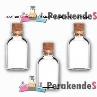 20ml. Mantar Tıpalı Cam Şişe Kod: 3016