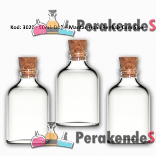 50ml. Mantar Tıpalı Cam Şişe Kod: 3020