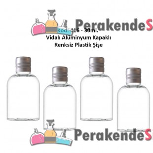 25/30ml ALÜMİNYUM KAPAKLI PLASTİK ŞİŞE Kod: 416 