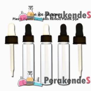 DAMLALIKLI PLASTİK ŞİŞE 25/30ml Kod: 406 