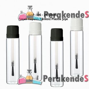 FIRÇALI KAPAKLI PLASTİK ŞİŞE 25/30ml Kod: 406 