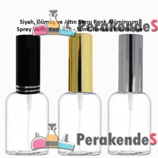 Plastik Parfüm Şişesi Alüminyum Spreyli 50ml. Kod: 416 